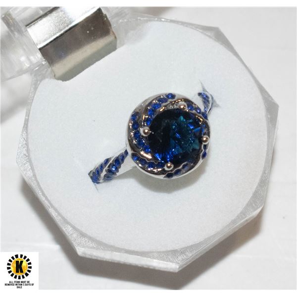 2 CT BLUE SAPPHIRE COLORED CZ WITH CHANNEL SET