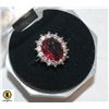 Image 1 : LADIES RUBY COLORED CENTER SURROUNDED BY