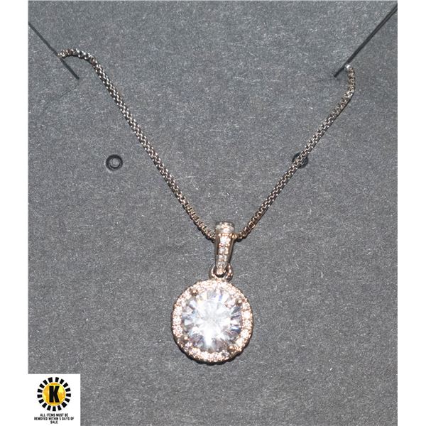 PENDANT WITH 2.0 CT CZ WITH HALO SURROUNDING