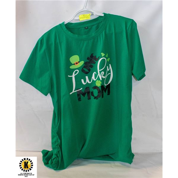 SIZE XXL WOMENS T SHIRT ONE LUCKY MOM PRINTED