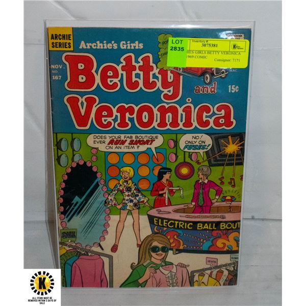 ARCHIES GIRLS BETTY VERONICA #167 1969 COMIC