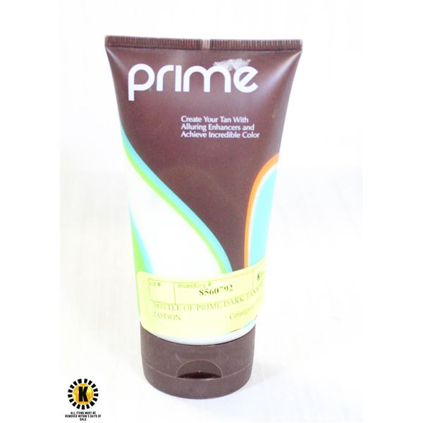 BOTTLE OF PRIME DARK TANNING LOTION