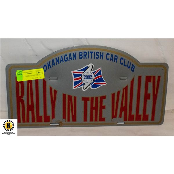 VINTAGE CAR CLUB RALLY PLATE