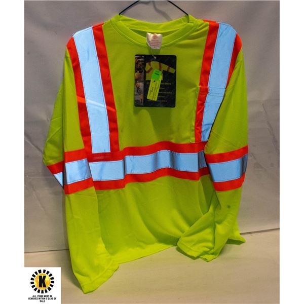 HI VIS SAFETY T SHIRT LONG SLEEVE WITH BREAST