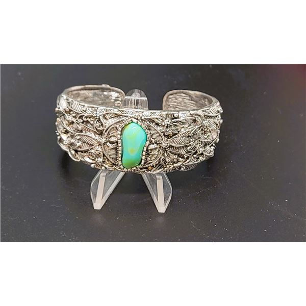 TIBETAN SILVER AND TURQUOISE CUFF STYLE