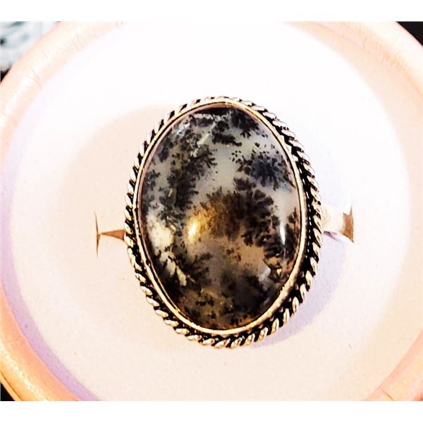 OVAL DENDRITE OPAL SIZE 8 RING