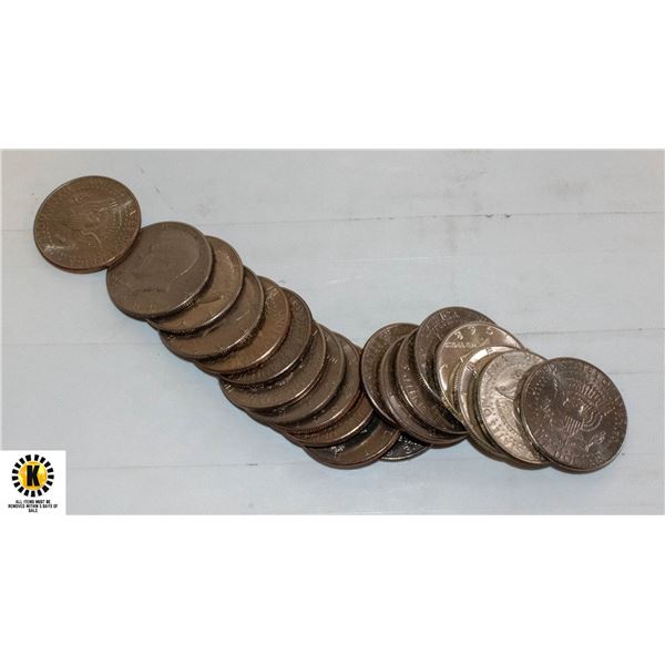 LOT of TWENTY KENNEDY HALF DOLLARS