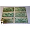 Image 2 : 6 1954 ONE DOLLAR BILLS VARIOUS CONDITIONS