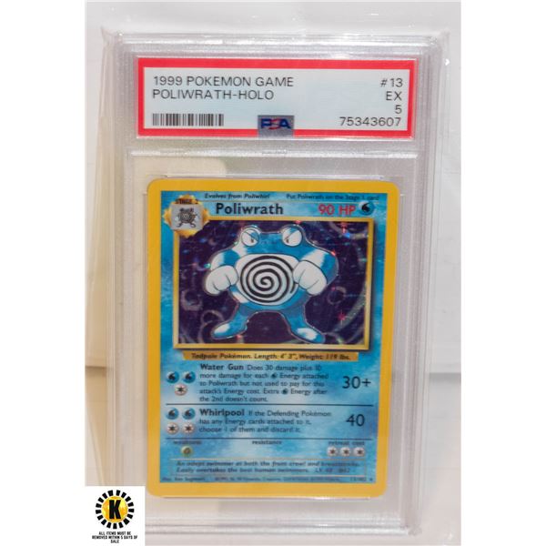 1999 POKEMON GAME #13 POLIWRATH-HOLO PSA 5