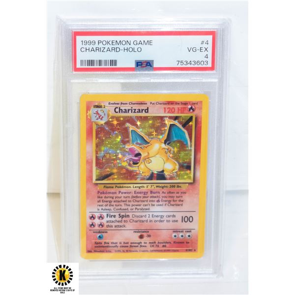 1999 POKEMON GAME #4 CHARIZARD VG-EX PSA 4