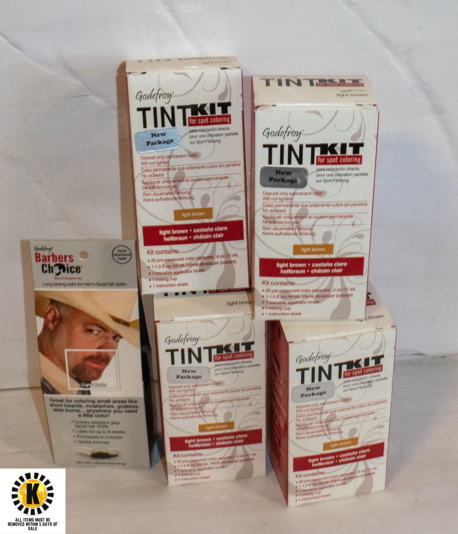 Tint Box FLAT OF 4 BOX LIGHT BROWN PERMANENT COLOR TINT KIT