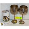 Image 1 : 2 VINTAGE METAL WINE GLASSES