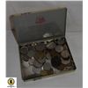 Image 1 : OLD TIN FILLED WITH VARIOUS WORLD COINS ETC.