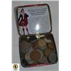 Image 1 : OLD TIN FILLED WITH VARIOUS WORLD COINS ETC.