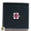 Image 1 : STERLING SILVER NATURAL RUBY CZ DIAMOND RING