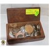 Image 1 : OLD BOX FILLED WITH VARIOUS TOKENS & MEDALS ETC.