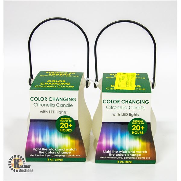 2 COLOR CHANGING LED CITRONELLA CANDLES 20+ HRS