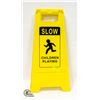 Image 1 : SLOW CHILDERN PLAYING FOLDING YELLOW SIGN
