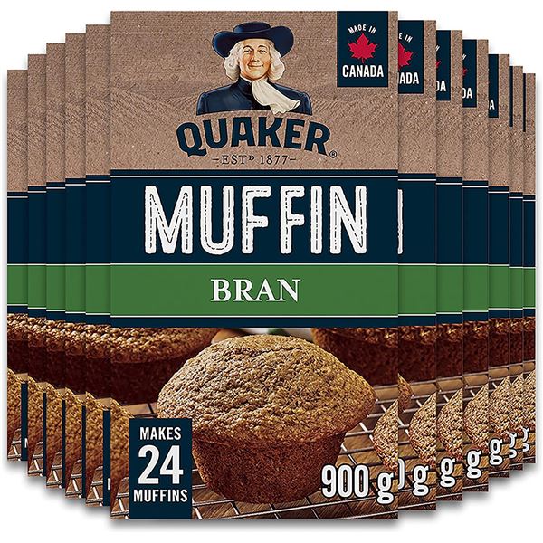 NEW CASE OF 12 QUAKER BRAN MUFFIN MIX 900G PER BAG