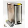 Image 1 : NEW SMALL STAINLESS STEEL TRASH CAN W/ROLL OF BAGS