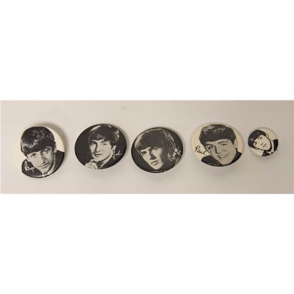 LOT OF 5 VINTAGE BEATLES PICTURE PINS