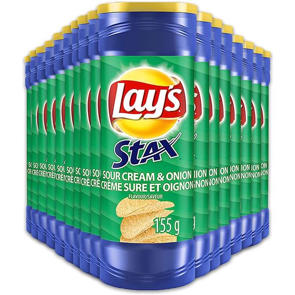 NEW CASE OF 17 LAYS STAX SOUR CREAM & ONION 155G