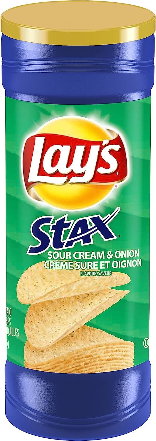 NEW CASE OF 17 LAYS STAX SOUR CREAM & ONION 155G