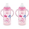 NEW 2 PACK OF NUK EVENFLO BABY BOTTLES WITH LIDS