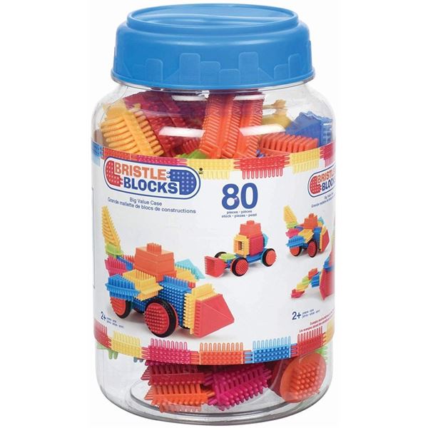 NEW 80 PIECE BOTTLE OF KIDS BRISTLE BLOCKS