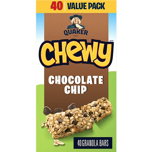 NEW VALUE PACK OF 40 QUAKER CHEWY CHOCOLATE CHIP