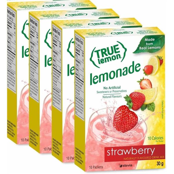 4 NEW BOXES OF TRUE LEMON LEMONADE - STRAWBERRY