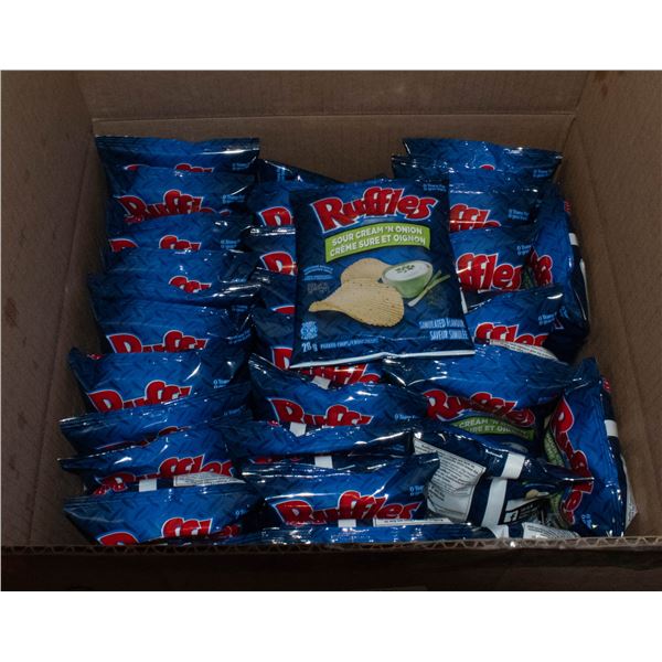 NEW CASE OF 35 BAGS OF RUFFLES SOUR CREAM N ONION