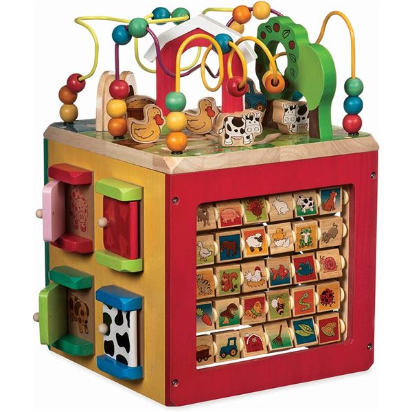 NEW BATTAT WOODEN ACTIVITY CUBE - DISCOVER FARM