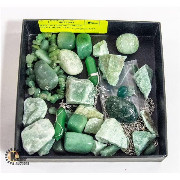 TRAY OF GENUINE GREEN AVENTURINE, JADE