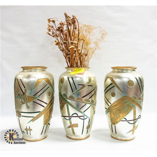 SET OF THREE MATCHING VASES