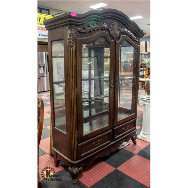 56  X 20  X 79  ASPEN CLAW FOOTED CHINA CABINET