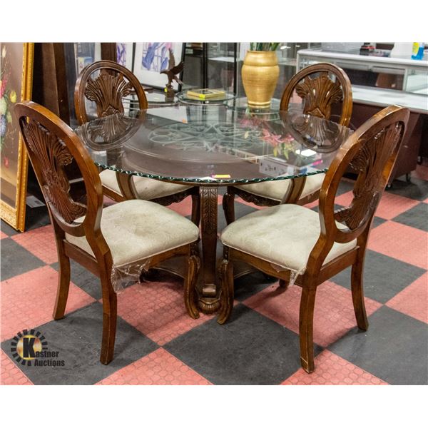 55  ROUND BEVELLED EDGE DINING TABLE WITH 4 CHAIRS