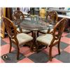 Image 1 : 55" ROUND BEVELLED EDGE DINING TABLE WITH 4 CHAIRS