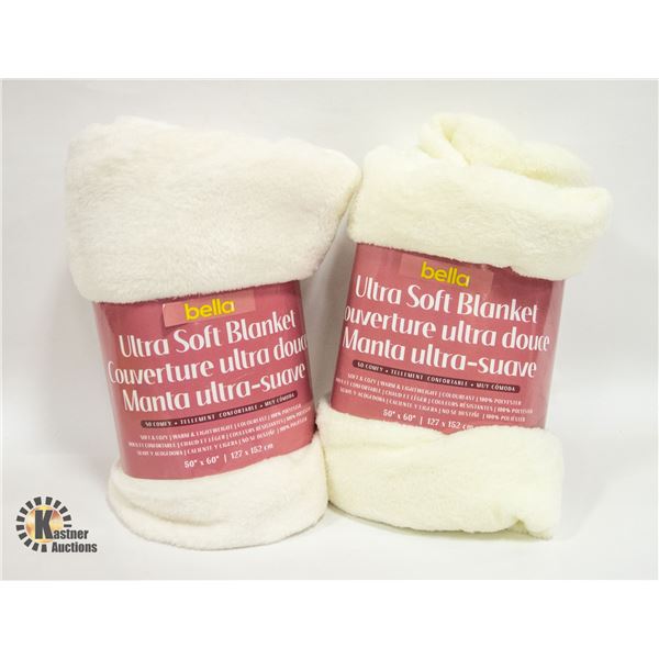 2 BRAND NEW ULTRA SOFT THROW BLANKETS