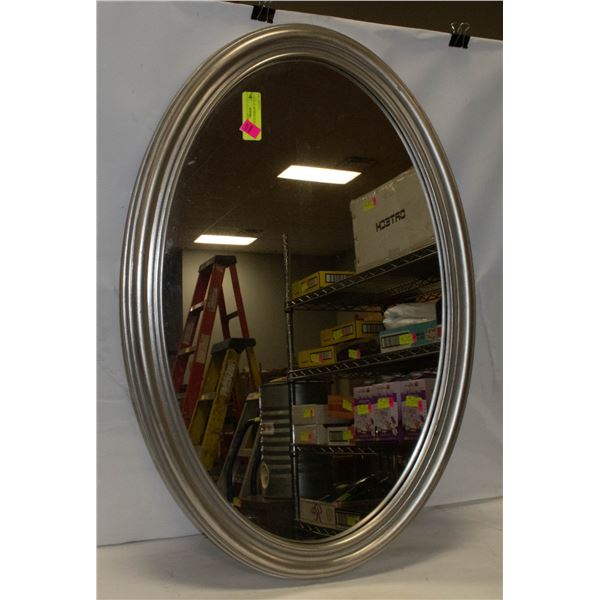 SILVER OVAL MIRROR  31” X 21”