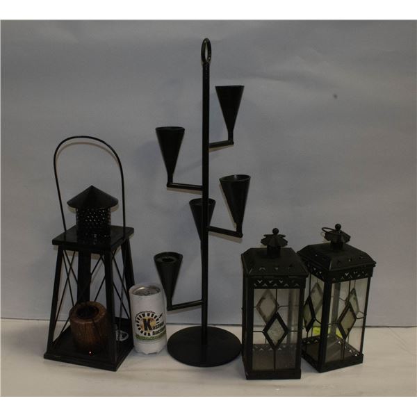 4 METAL CANDLE HOLDERS