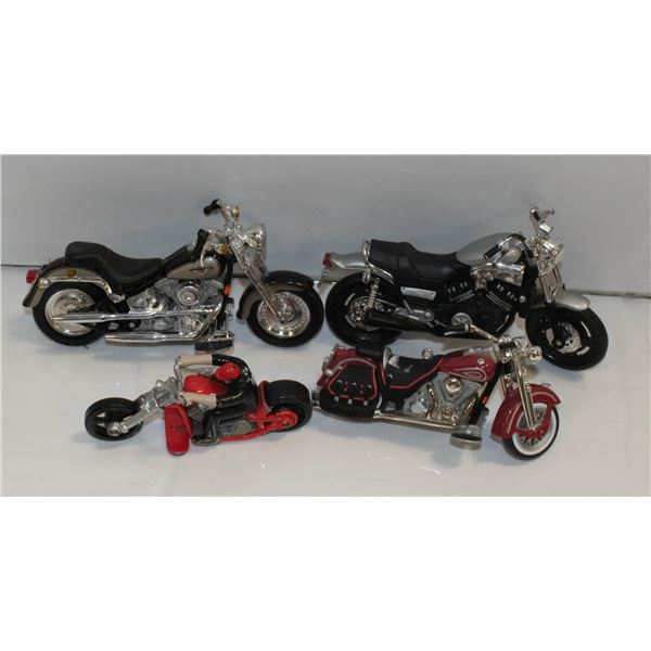 LOT OF 4 TOY MOTOR CYCLES