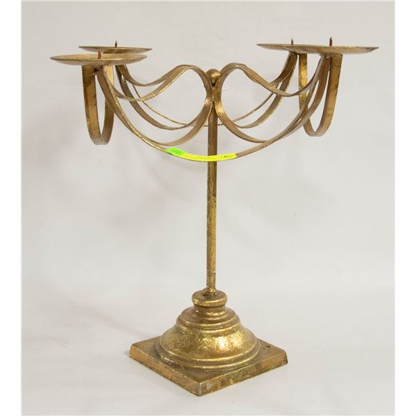 METAL CANDLE HOLDER, 15" HIGH AND 13" WIDE