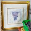Image 1 : 35" X 35" GOLD FRAMED ARTWORK