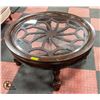 Image 1 : 40" ROUND WOOD AND GLASS COFFEE TABLE NEEDS TLC