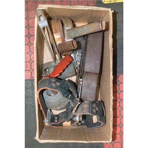 BOX OF ASSORTED ANTIQUE TOOLS