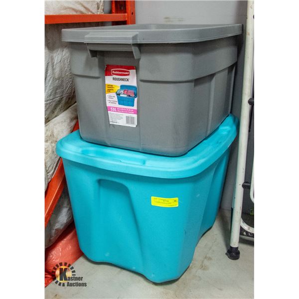 2 LIDDED STORAGE BINS
