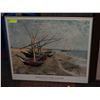 Image 1 : FRAMED PRINT VAN GOGH FISHING BOATS 27"X24"