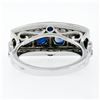 Image 6 : NEW 14K White Gold 2.07 ctw Round Sapphire & Diamond Milgrain Etched Band Ring