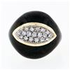 Image 4 : Vintage 18k Yellow Gold Diamond Wide Eye Shaped Black Enamel Dome Cocktail Ring